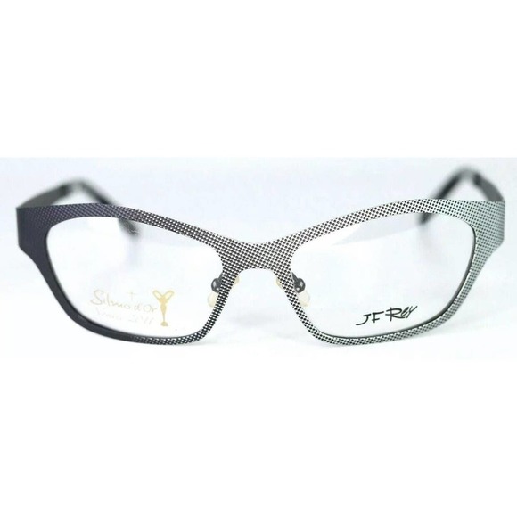 J.F. REY JF2431 0010 Black Silver Cat Eye Womens Eyeglasses 53-17-130 FRANCE